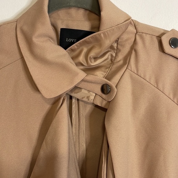 Minimalist Trench Love Tree Open Tan Jacket Longline Utility Oversize Loose Med - Picture 7 of 13